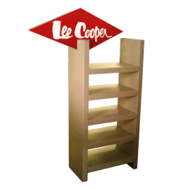 Projet d'étagère display en carton pour agencement de jeannerie