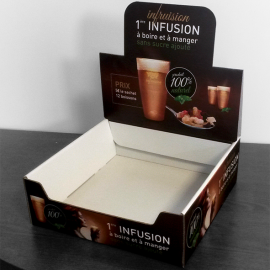 Présentoir de comptoir pour préparation pour boissons chaudes